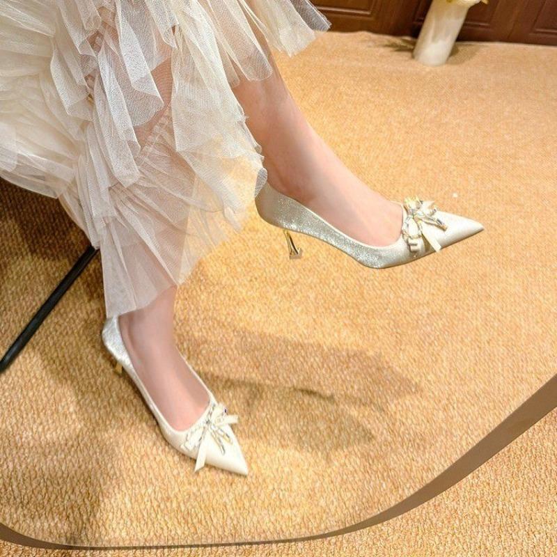 Beautiful Bow Women s Single Shoes High Heels Wedding Shoes 34