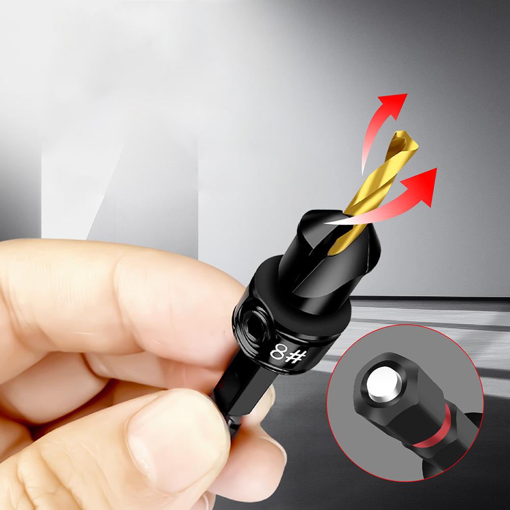 For Woodworking Countersink Bit Pilot Hole Cutter Black as Picture Fits Screws 5- 12 Counter Sleeve For Counterbore