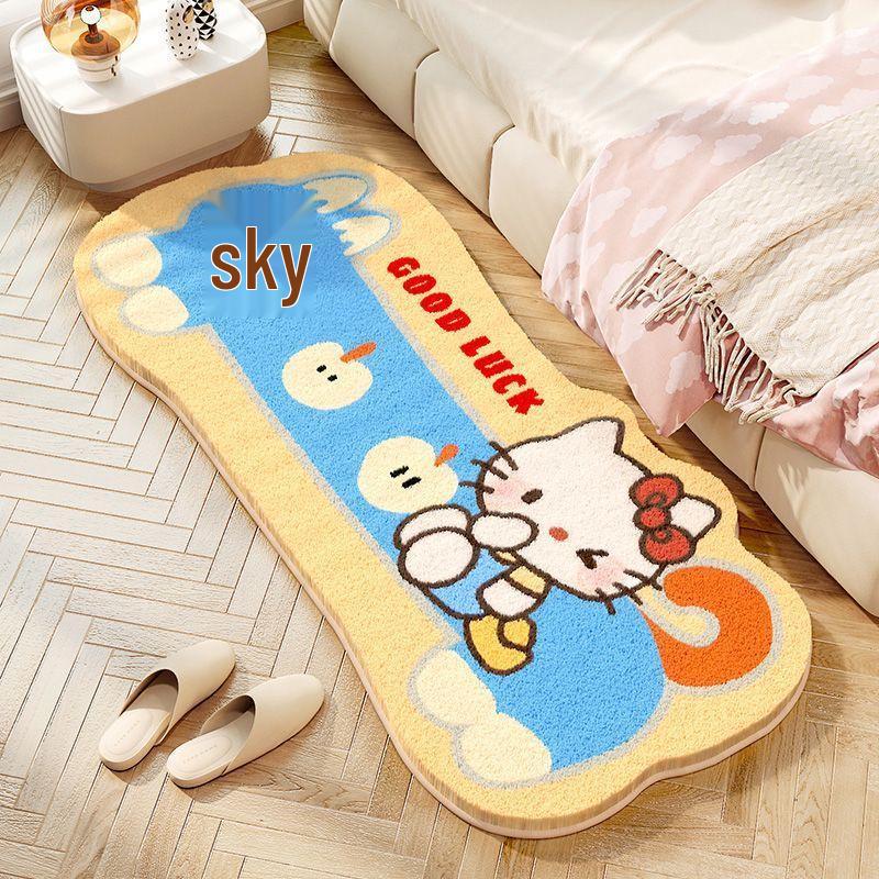 Cartoon Kitty Imitation Cashmere Anti-Slip Rug for Bedroom & Living Room
