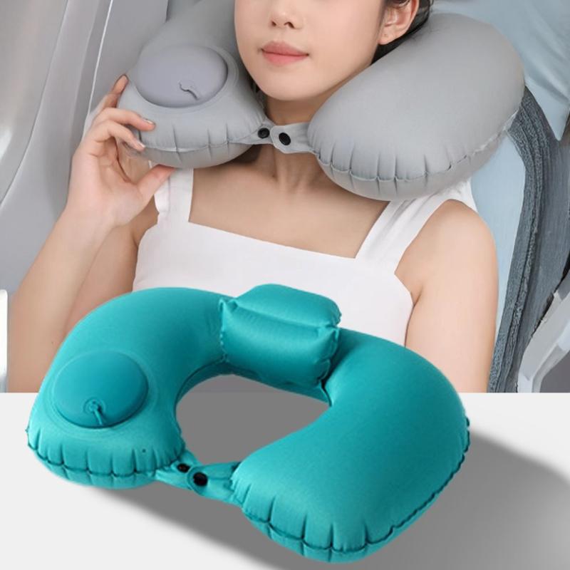 Inflatable U-shaped Pillow Press Portable Travel Neck Protection Pillow Raised Back Neck 360 ° Surround Support Ergonomic Design Neck Pillow