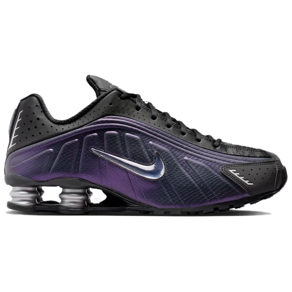 Nike Shox R4 Black Metallic Silver Purple Dynasty Unisex Sneakers Multi-Color Anthracite IO4546-002