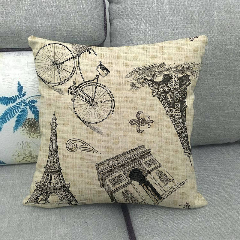 London, Paris Tower, Uk Digital Printing Short Plush Pillow Covers Decorative For Car Sofa Office Cushion Cover Home Goods