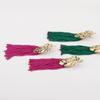 Women Fashion Bohemian Handmade Beaded Rice Bead Tassel Long Earrings Creative Alloy Leaf Ear Jewelry