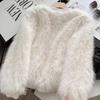 French High-end Coat for Women In Autumn and Winter, New Style, Loose Round Neck, Thickened Imitation Fox Fur Cardigan Top, Trendy