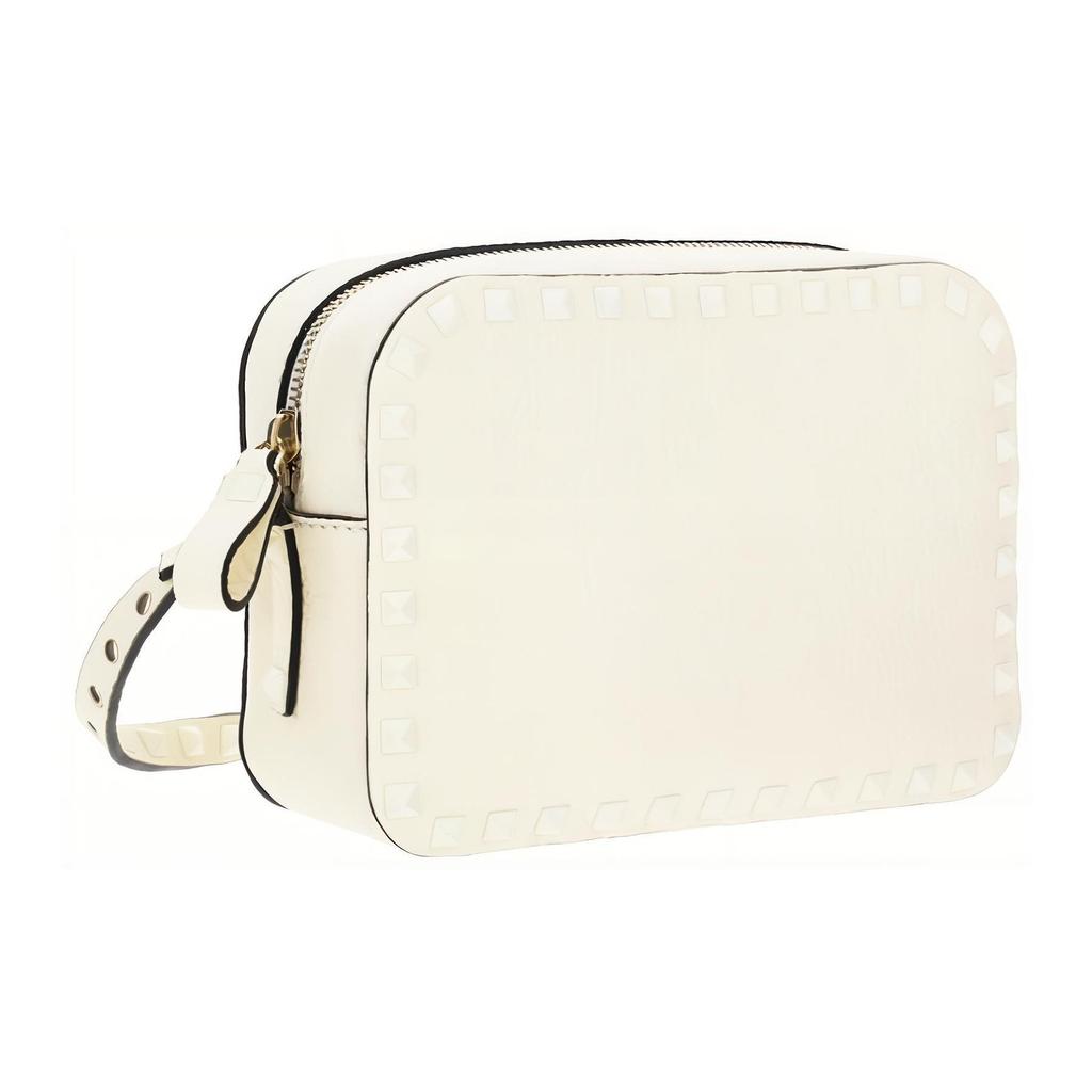 Valentino Rockstud Zip Closure Calfskin Shoulder Bag Women Shoulder Bag White 1W0B0809CJV-098