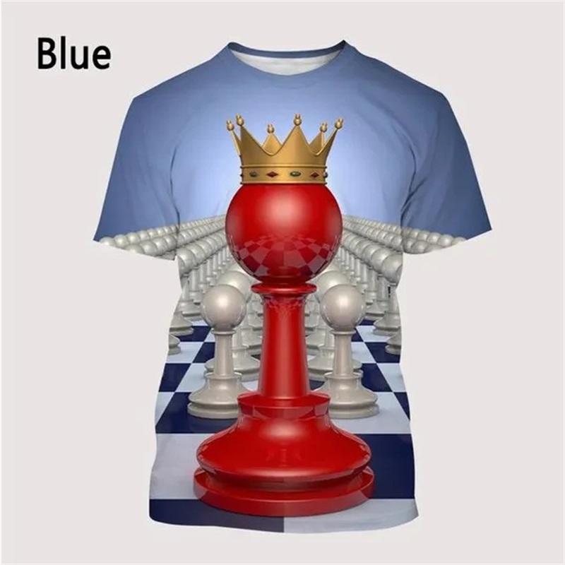 Chess Graphic T Shirts For Men 3d Printing Short Sleeve Chess Board Pattern Tee Top Crew Neck Oversized Men Tshirt Streetwear