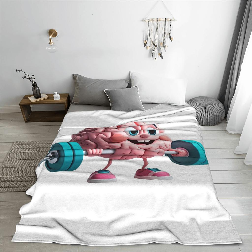 Train Your Brain – Fun Mental Fitness Art Blanket Breathable Fleece Throw Blanket for Home Bedroom Travel Throws Bedspread Quilt
