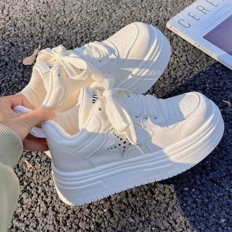 Spring New Fashion Color Matching College Style Sports Little White Shoes Lace-up Thick Sole Heightening Casual Shoes