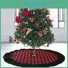 Stylish Red And Black Plaid Fabric Christmas Tree Skirt Soft Plush Design For Seasonal Decor