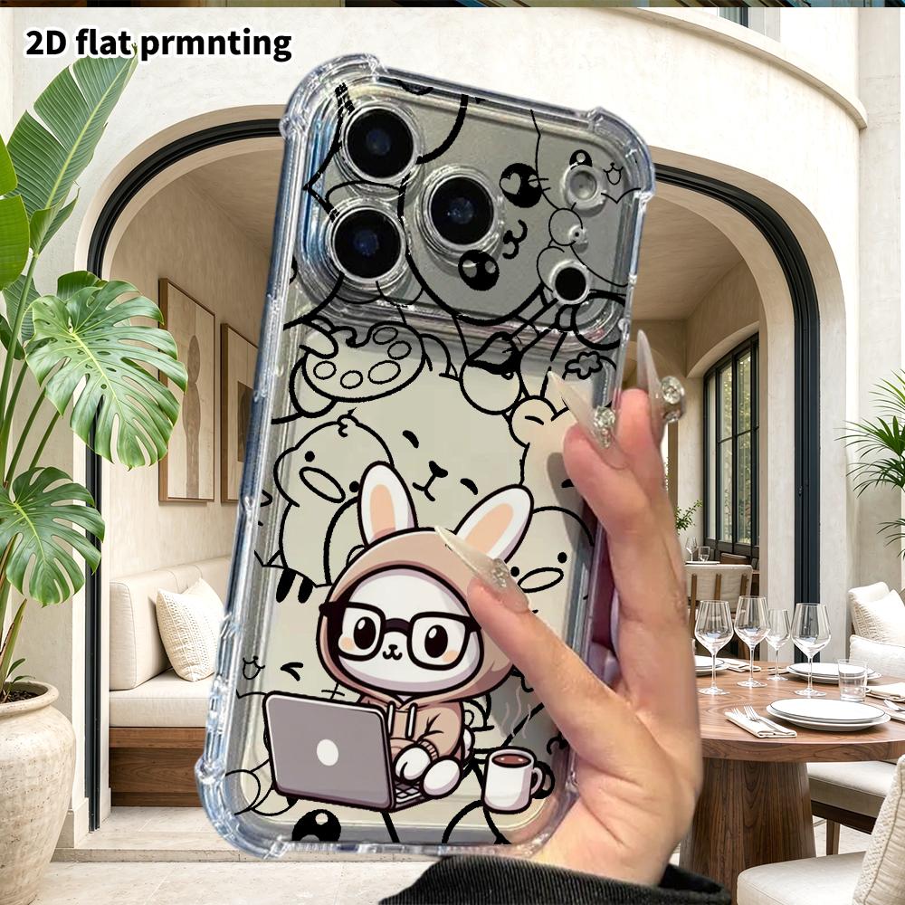 Phone case: 2D flat, suitable for iPhone 18 17 16 15 14 13 Pro protective case, hooded rabbit, perfect Christmas and Halloween holiday gift