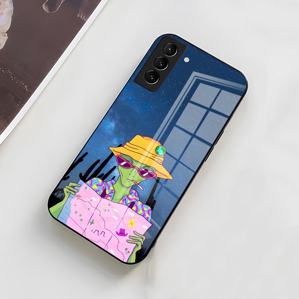 Funny Space UFO Alien Thing Phone Case For Samsung A56 A36 A26 A16 A15 A25 A35 A55 A14 A34 A24 A54 Glass Case