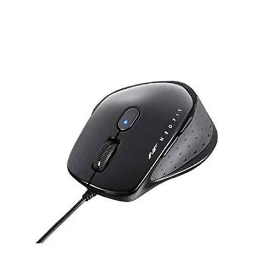 BUFFALO BSMBU518MBK Wired BlueLED Neo Fit Mouse, Medium Size (USB, 5 Buttons, Black)