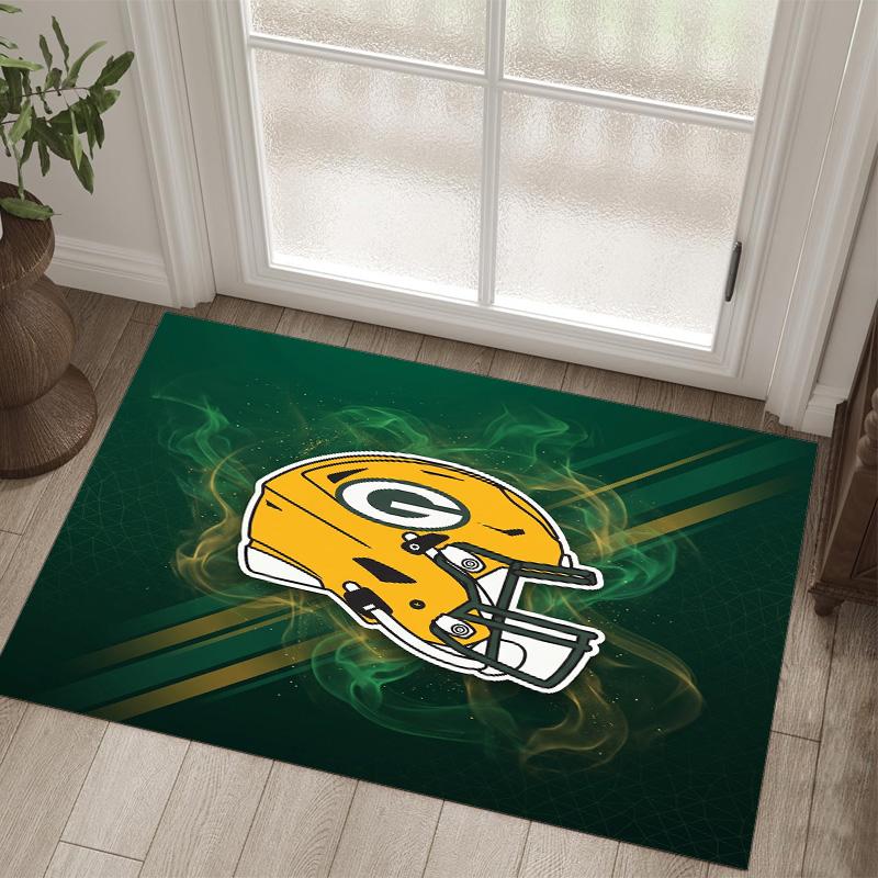 Green Bay Packers Design Crystal Velvet Carpet Cozy Non?Slip Printed Rug For Bedroom Living Room Entrance
