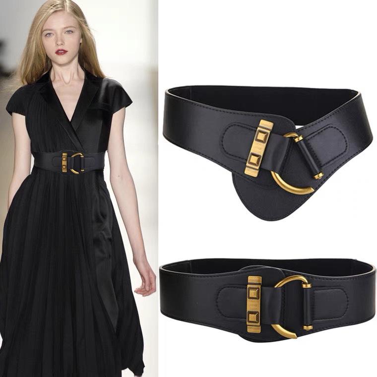 Vintage Schwarzer Elastischer Breiter Bund für Damen - Retro Mode Gürtel für Pulloverkleid