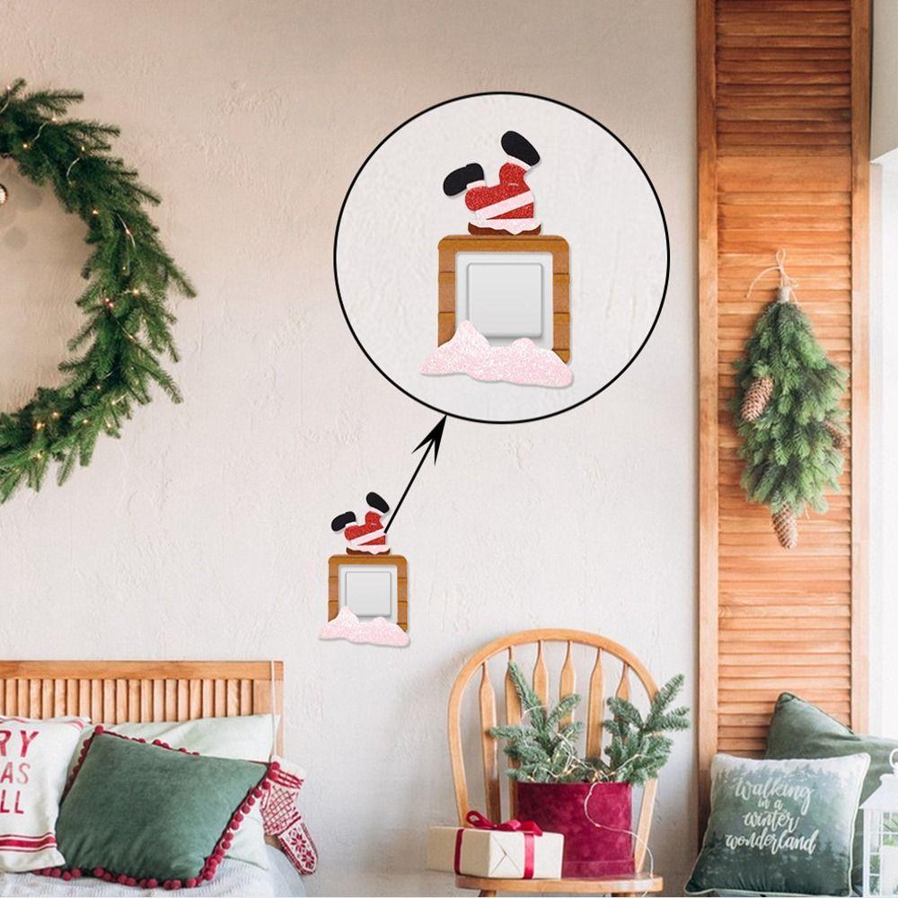 Cute Light Switch Decals Elk Snowman Santa Claus Christmas Wall Decals  Home Office Decor