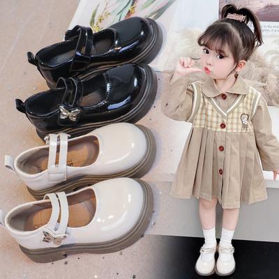 Modne Buty dla Dziewczynek Wiosna Nowe Skórzane Buty Dziecięce Miękkie Dziewczęce Buty Codzienne Antypoślizgowe Buty Dziecięce Księżniczki Proste Dziewczęce Buty do Występów