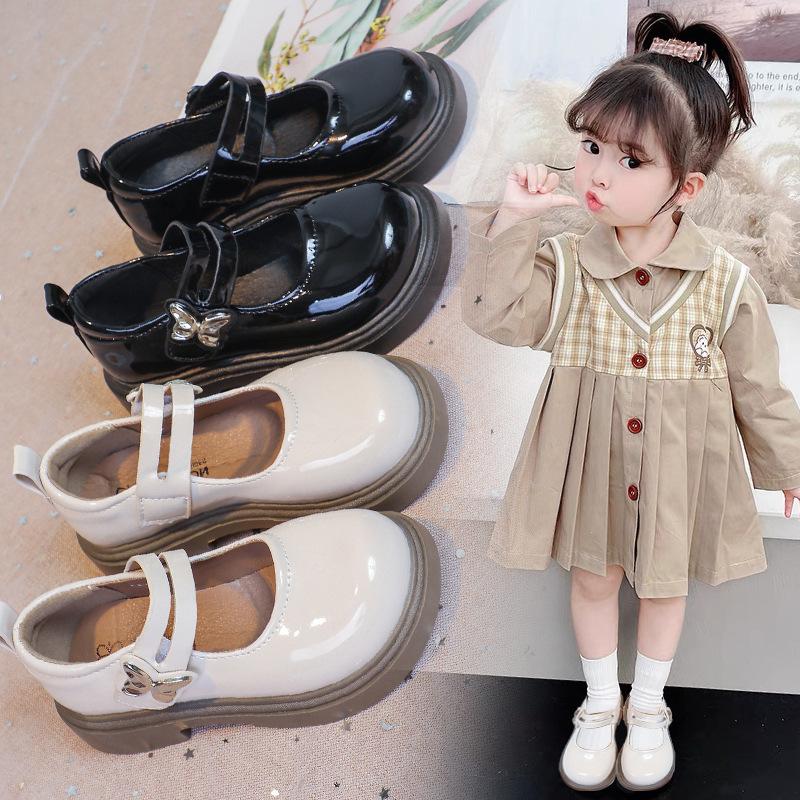 2025 Autumn New Women's Children's Fashion Round Head Leather Shoes Korean Version Princess Soft Sole Single Shoes Children's Shoes