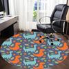 1PC Dino Leaves Office Round Area Rug, Mat Suitable For Office, Under Office Chairs Bedroom Living Room Home Decor, Room Deco