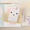 Kawaii Bunny Face Clear Phone Case For iPhone 17 Pro 16 15 14 Pro Max with Heart Side Holes Gingham Pattern Shockproof Cover