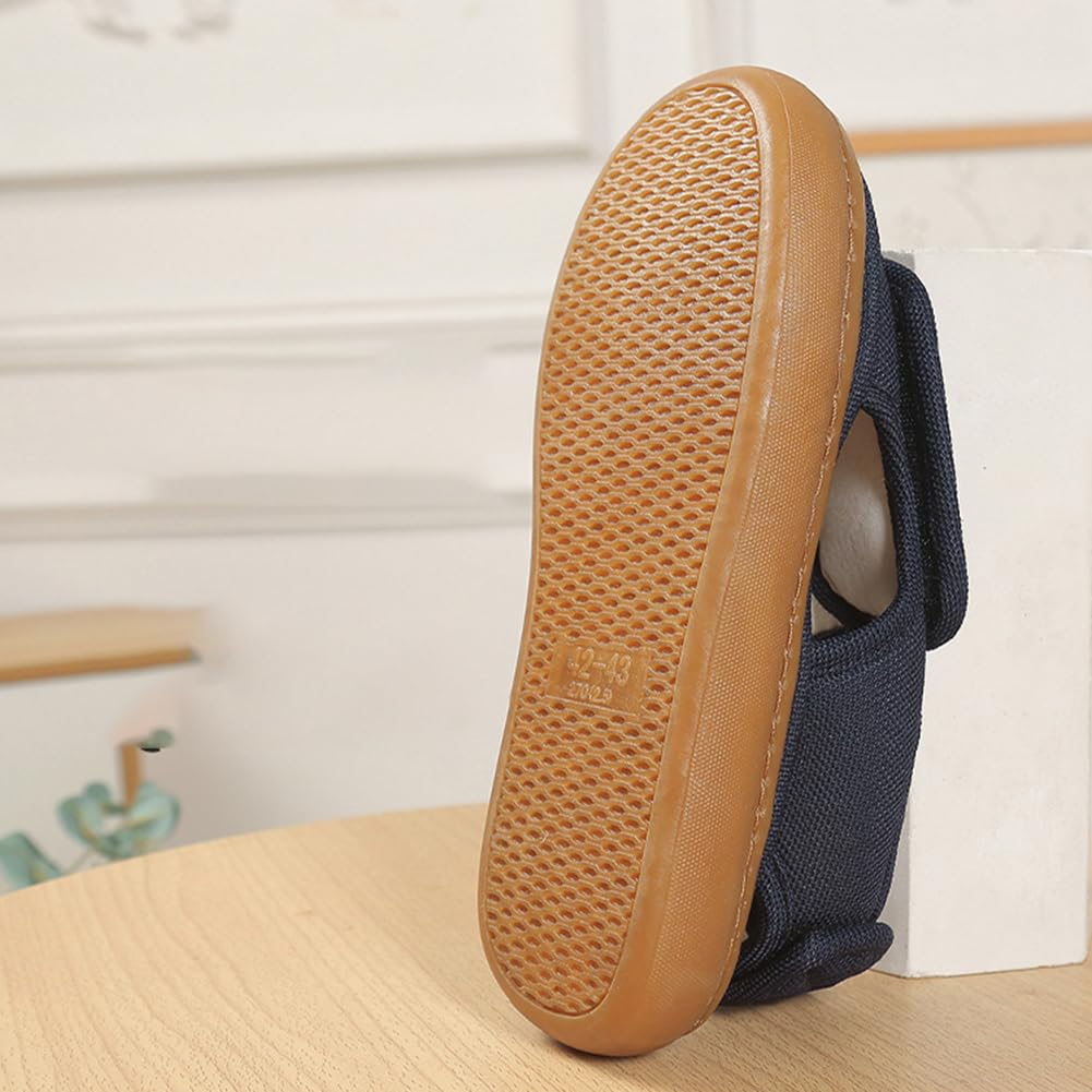 Caregiver Wide Adjustable Velcro Easy to Linen Slippers Weight Japanese Shoe [Euyqs] Slippers, Design, Closure, Wear, Unisex, (Navy, Adult, 23.5 cm,