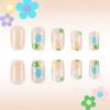 24 ks krátkých čtvercových nalepovacích nehtů s květinami, plné krytí, umělé nehty s francouzským tipem, lisovací nehty, manikúrní potřeby pro ženy