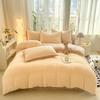 Thickened Milk Fleece Solid Color Contrasting Color Double-Spell Four-Piece Set Coral Fleece Three-Piece Set Student Dormitory Quilt Cover