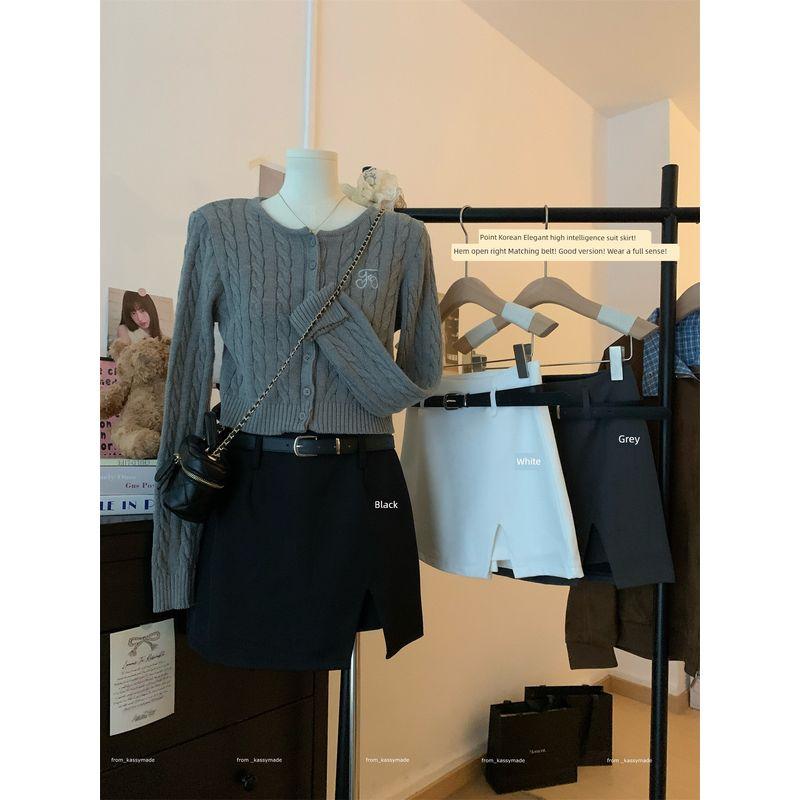 Kumikumi Minimalist Temperament High Waist Suit Skirt Skirt Women's Autumn Easiest for Match High Waist Anti-Exposure Bodycon Dress