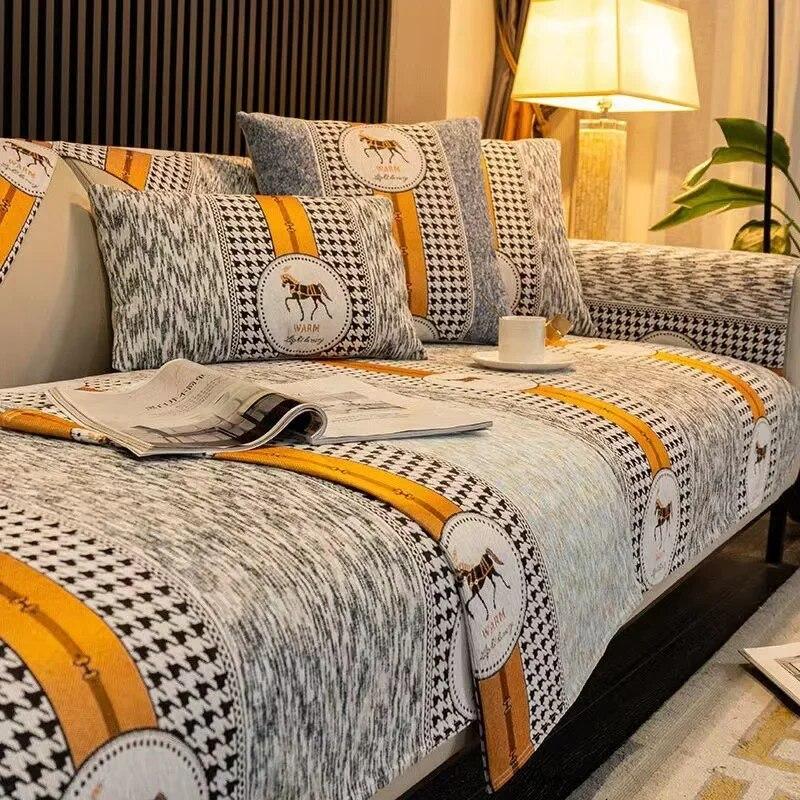 Chenille Sofa Cushion Four Seasons Universal Jacquard Leaves Sofa Protective Cover Anti-slip Towel For Living Room Decoration