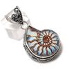Ammonite Fossil Gemstone Handmade 925 Sterling Silver Jewelry Pendant 1.93" F1U86