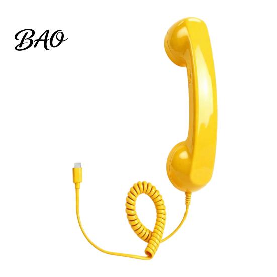 Smartphone Accessory Vintage Telephone Receiver for Cell Phone, 3.5mm Type-C Wired Universal Handset Retro Phone Handset, Handheld Ergonomic