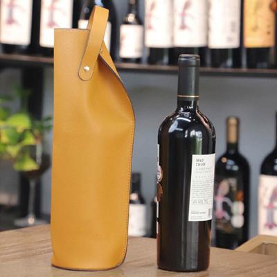 Double-Layered Red Wine Bag with Handle Wear Resistant Faux Leather Wine Tote Carrier Pouch Champagne Bottle Holder