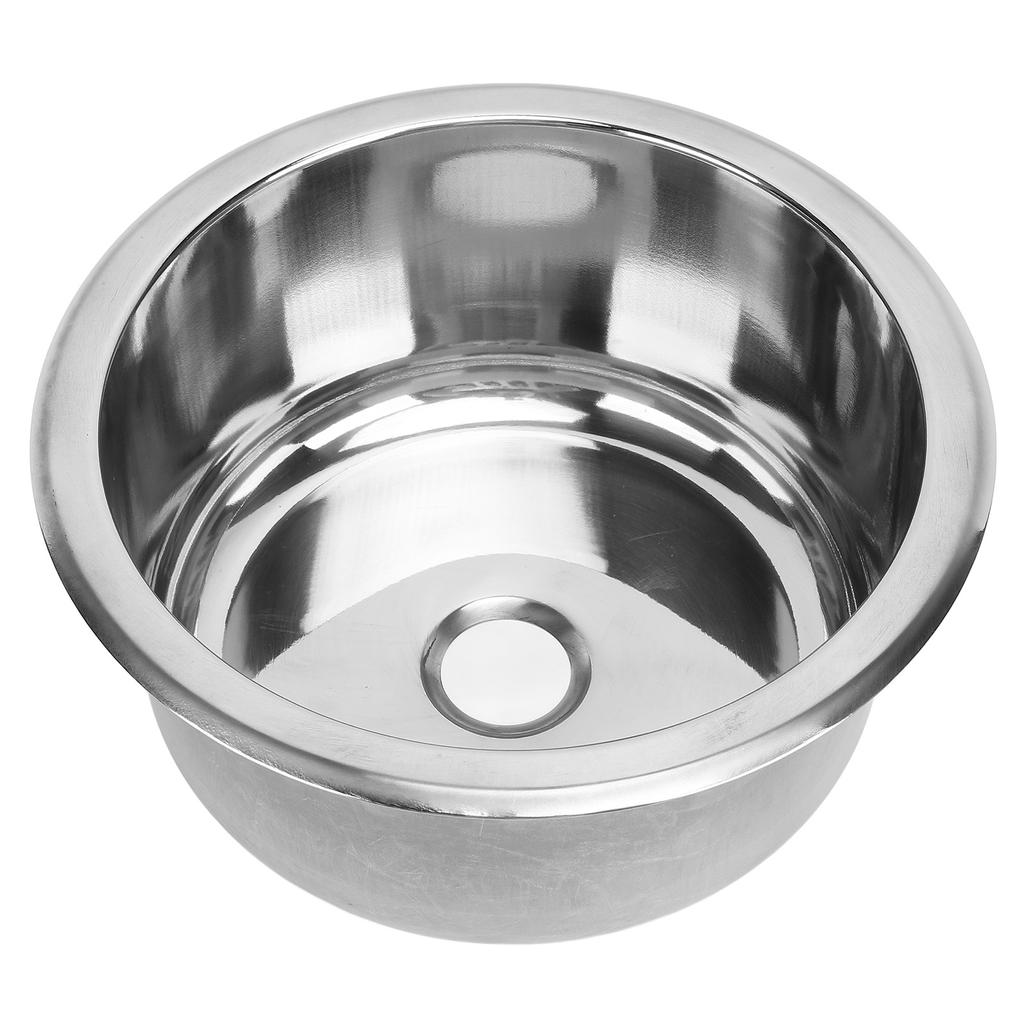 225x120mm 9 Inch RV Round Sink Wash Basin 304 Stainless Steel with 40mm Sewer Outlet for Boat Carava