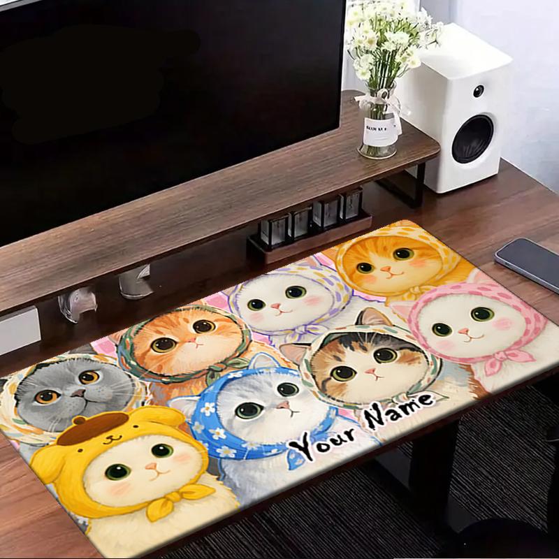 1PC Custom Name Cats Costumes Parade Mouse Pad, Keyboard and Mouse Desk Pad, for Computer Notebook Birthday Gift For Any Room Or Office