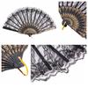Black Spanish Style Dance Party Wedding Lace Silk Folding Hand Held Flower Fan