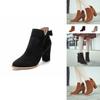 Luxurious Leather Winter Shoes For Women And Girls With Thick High Heels