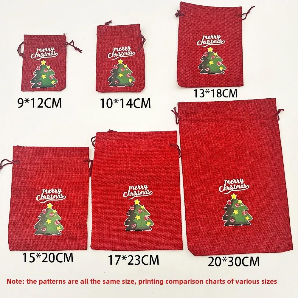 2025 Hot Christmas Burlap Drawstring Bag Festive & Party Supplies Children Drawstring Candy Bags Christmas Gift Bags