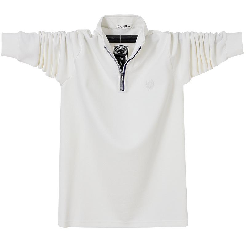 2024 Men's Plus Size Stand Collar Long Sleeve Polo Shirt with Zipper