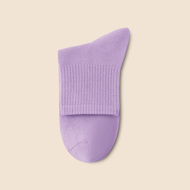 

Женские носки до середины икры из чистого хлопка для осени и зимы, полностью хлопковые бесшовные спортивные хлопковые носки с влагопоглощением для женщин осенью 1 pair фиолетовый
