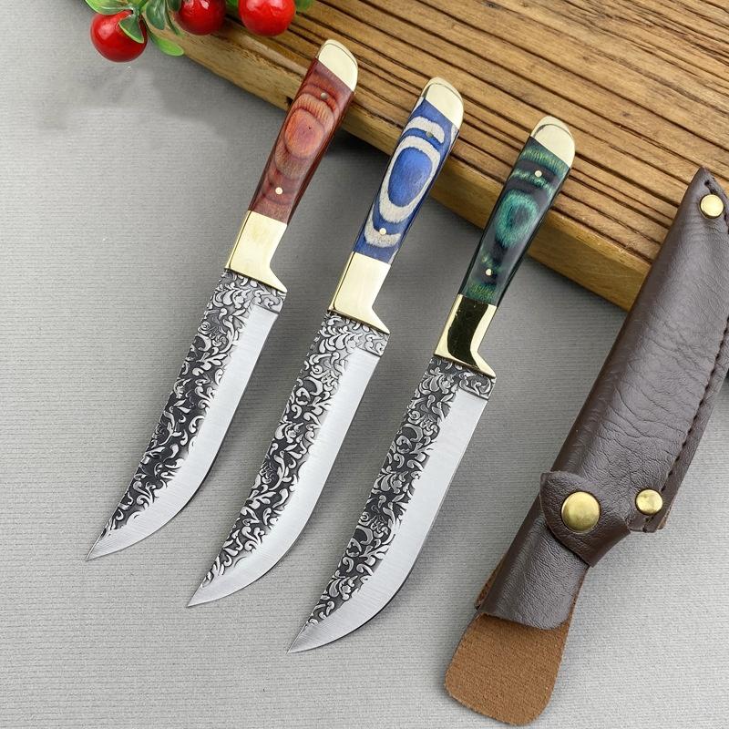 Coltello da macellaio forgiato per disossare, coltello da cucina mongolo in acciaio inossidabile, coltello da frutta per carne, coltello da bistecca di agnello arrosto con copertura