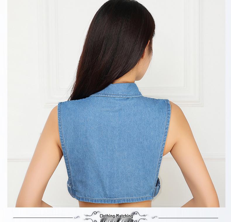 Versatile Washable Denim False Collar for Ladies - Stylish Dickey Accessory for Sweaters