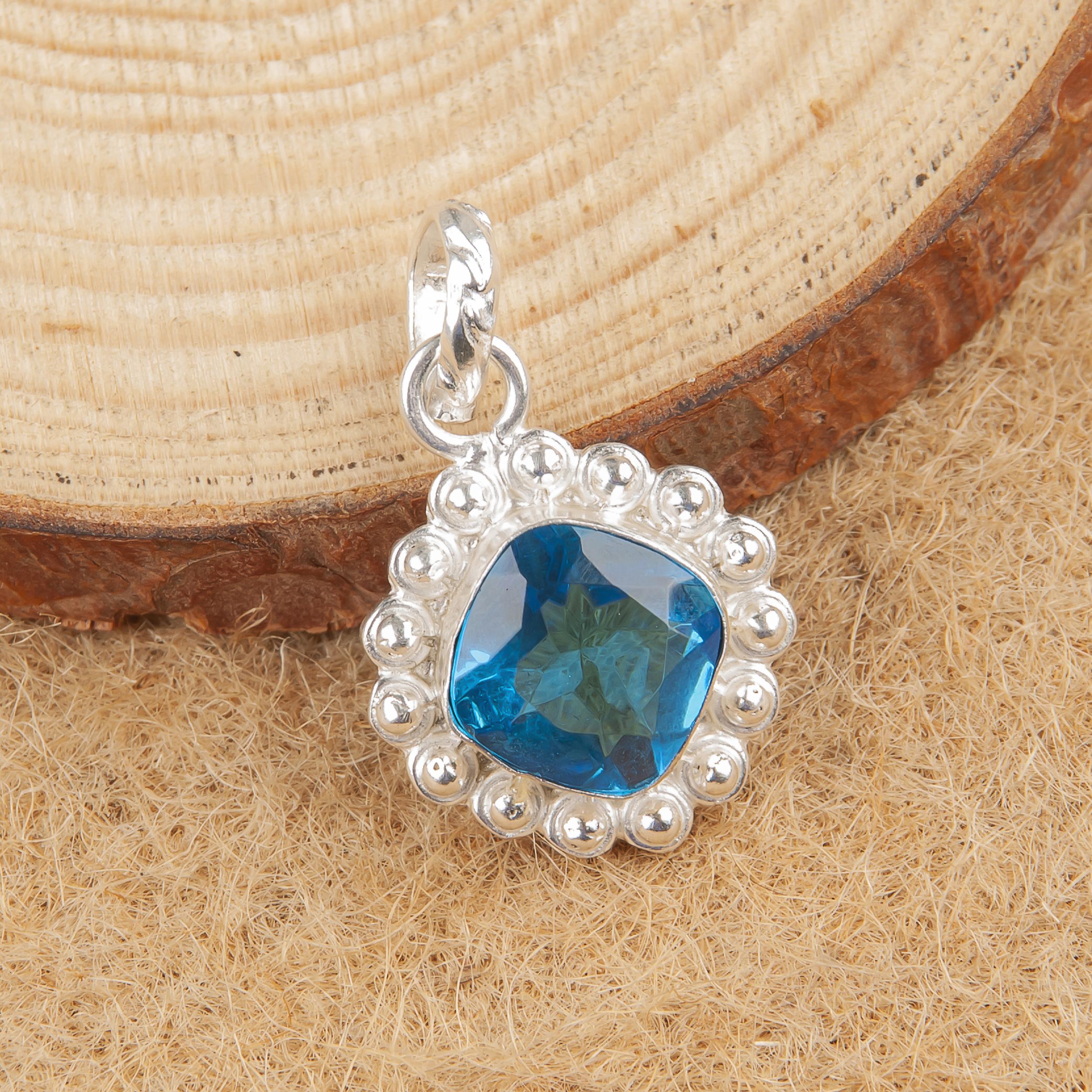

Подвеска с швейцарским голубым топазом, ювелирное изделие с драгоценным камнем, подвеска из стерлингового серебра 925 пробы, ювелирное изделие ручной работы, серебряное украшение в подарок 1.37 Inches синий