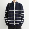 Herbst Winter Herren Dick Warmer Pullover Herren Gestreift Gestrickt Reißverschluss Strickjacke Männlich Locker Sweatercoats Mann Schwarz Oberbekleidung
