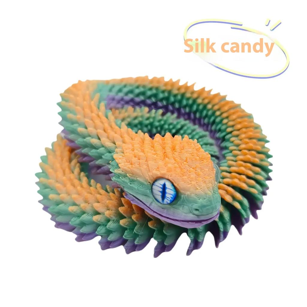 Home 3D Printed Snake Movable Joint Simulation Snake Figurine Creative Office Desktop Ornament New Year Gifts Crafts Gift