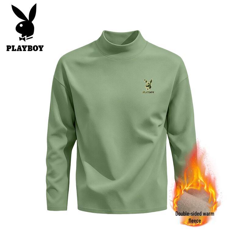 Playboy Men's Fleece-Lined Thermal Mock Neck Long Sleeve T-Shirt