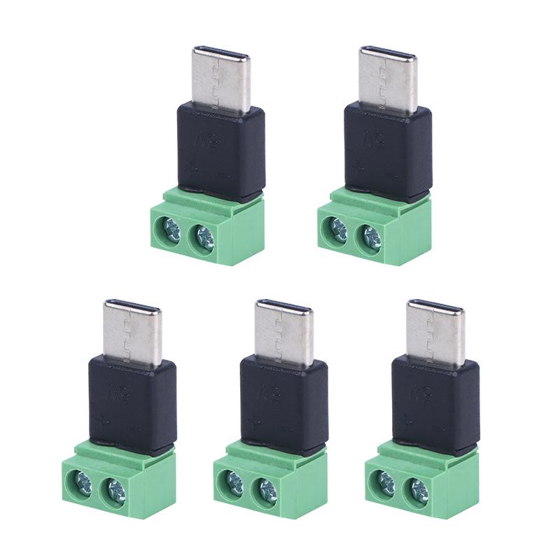 5 sztuk Złącze męskie Typ-C do 2-pinowego 5V Bez lutowania Adapter ładowania Głowica szybkiego połączenia Do ładowania telefonów komórkowych, komputerów, tabletów