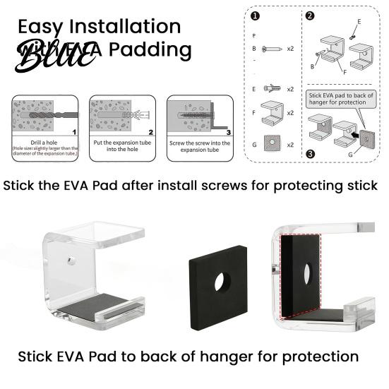 Hockey Stick Accessories 2PCS Acrylic Wall Mount Rack Space Saving Horizontal Display Case Holder Stable Rack with Protective Padding for