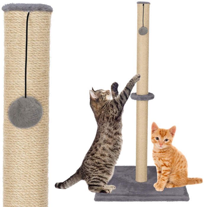 Arbre à chat - Springos® - 75 cm - Gris - Poteau à griffer en sisal - Balle suspendue