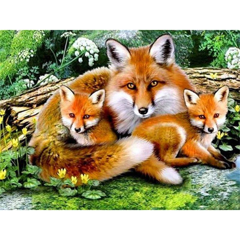 5D DIY Diamond Embroidery Cat Fox Full Round Diamond Decoration Home Diamond Painting Parrot Animal Set Home Decor Gift