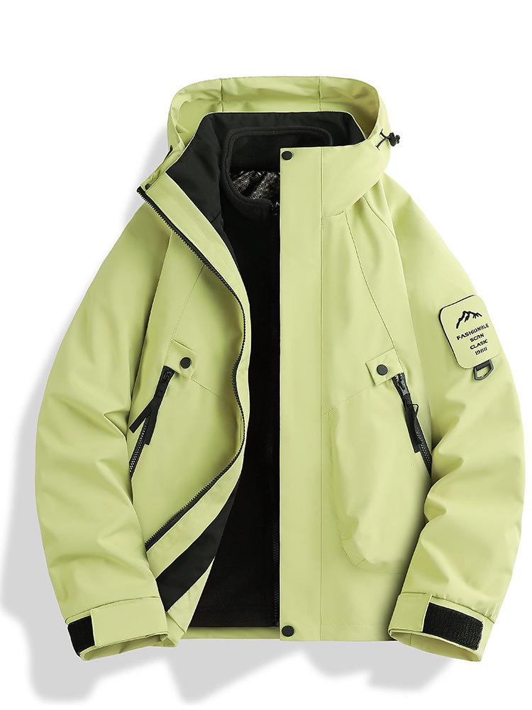 Skijacke Set: Schwarz-Gold-Fleece Warme Innenlage mit 75D Doppelwarp-Schuss, Drei-in-Eins-Design für Paare