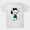 Men Black Print T-shirt Snoopy Joe Cool No-Cut Transfer Paper Print Cotton Tshirt